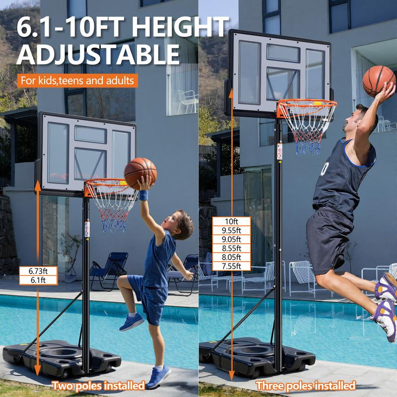 10FT Adjustable and Portable Basketball Hoop 
