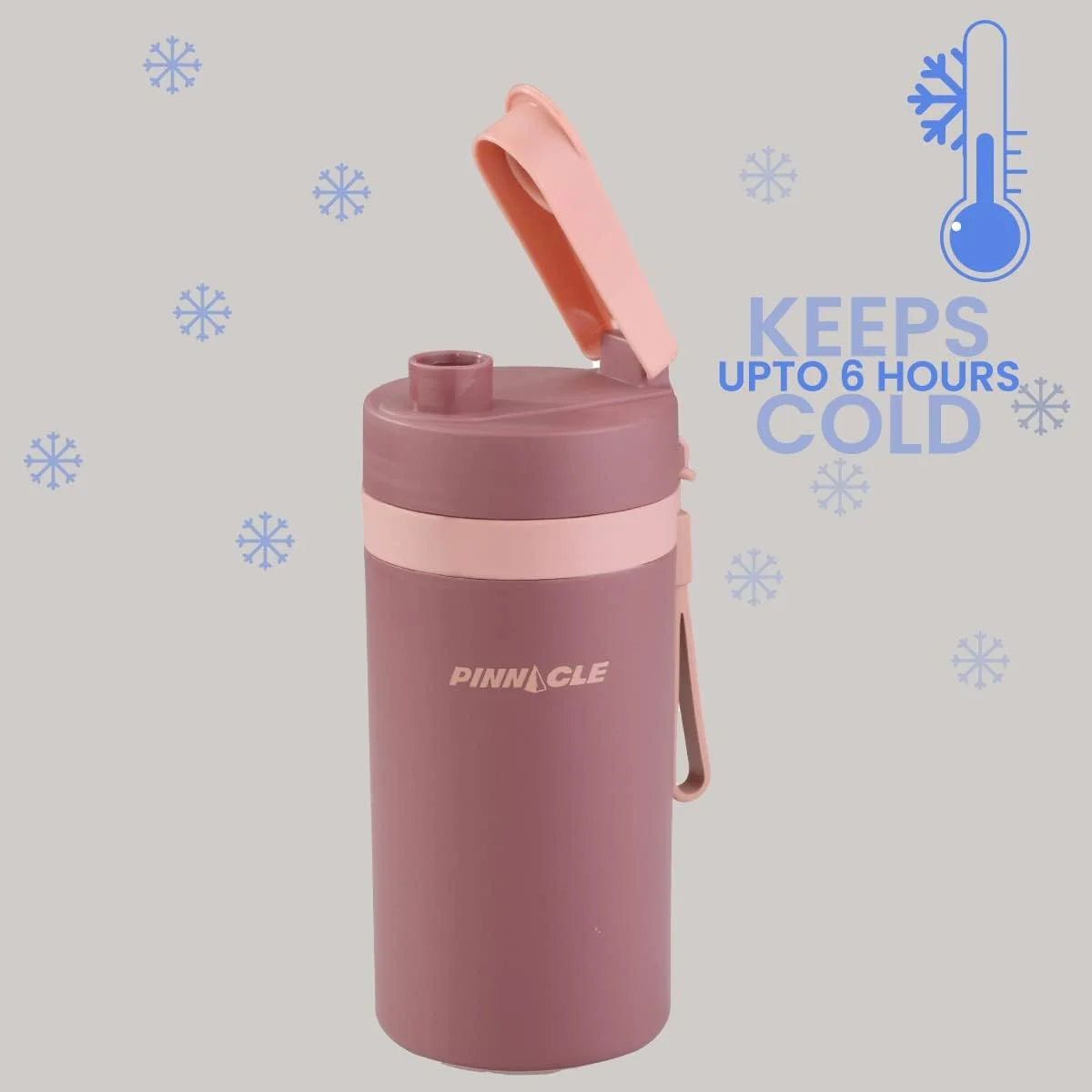 Thermo Water Bottle with Carrying Strap – 13.5Oz Stainless Steel Water Bottle