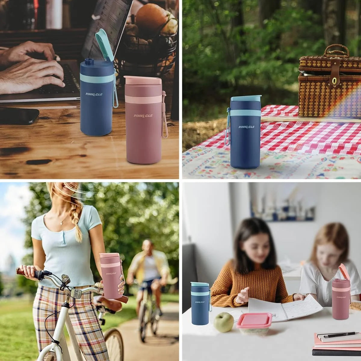 Thermo Water Bottle with Carrying Strap – 13.5Oz Stainless Steel Water Bottle